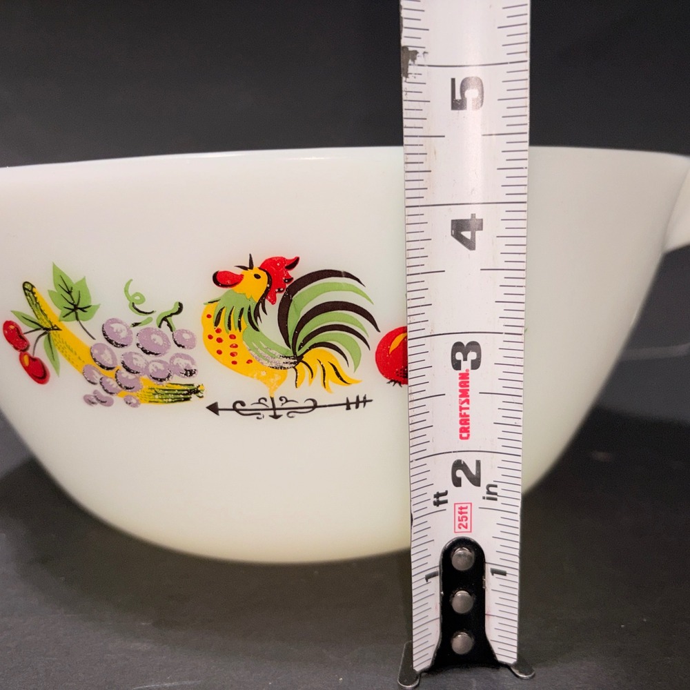 Vintage Anchor Hocking Fire King Chanticleer Milk Glass Mixing Bowl 11.75" x 10" - Picture 15 of 16
